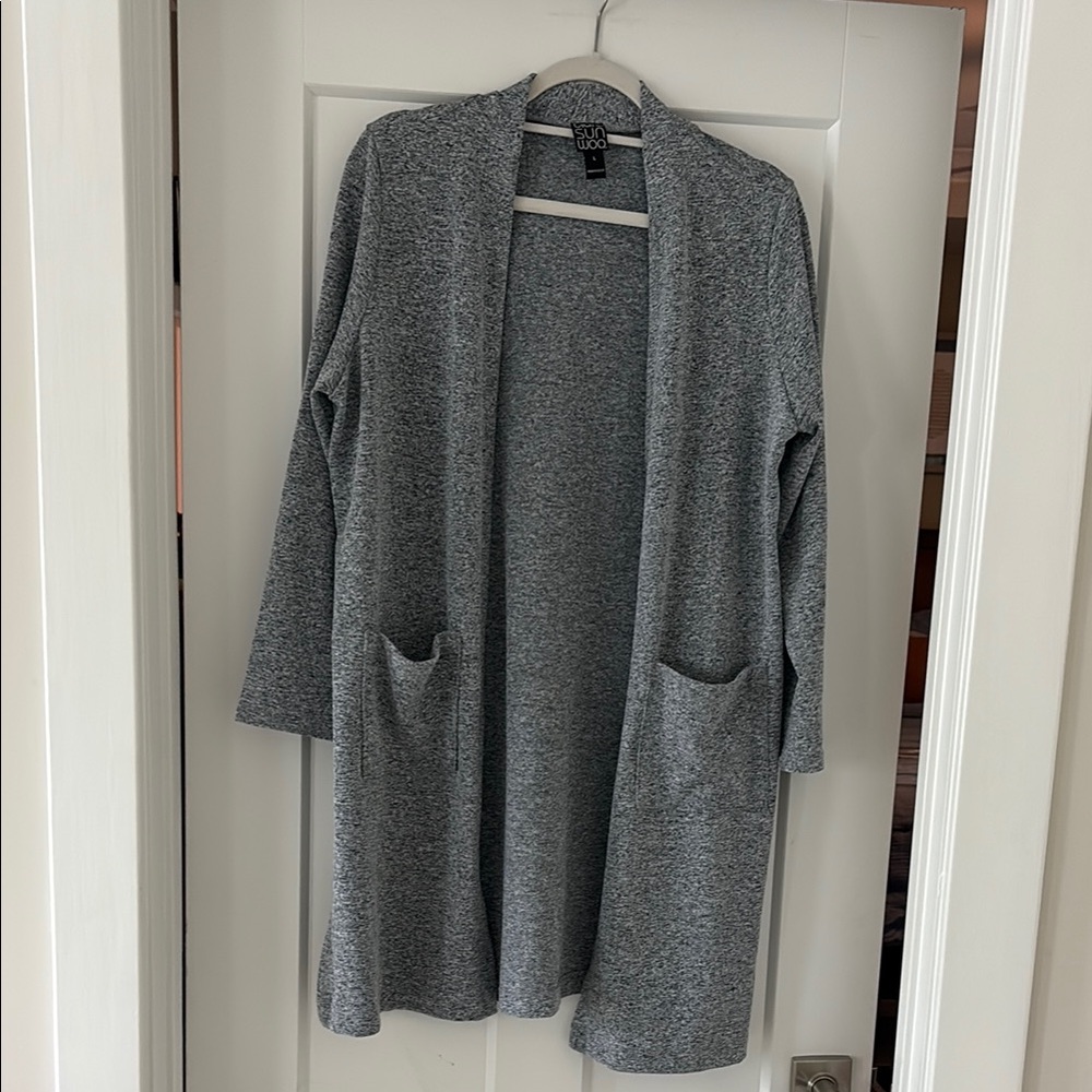 CLARA SUN WOO Gray Long Cardigan Sweater